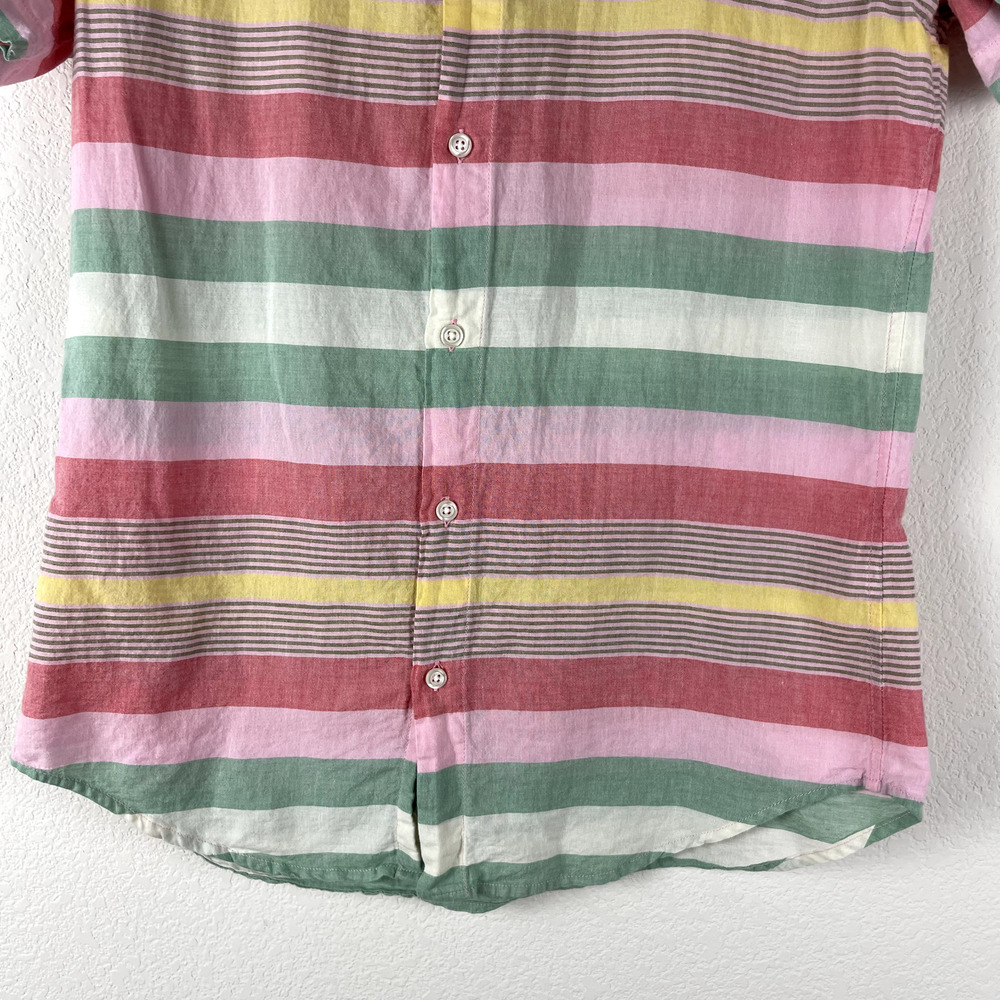 Bonobos Fit To Go Places Tailored Fit Shirt Mens Medium Pink Green Striped - Picture 3 of 11